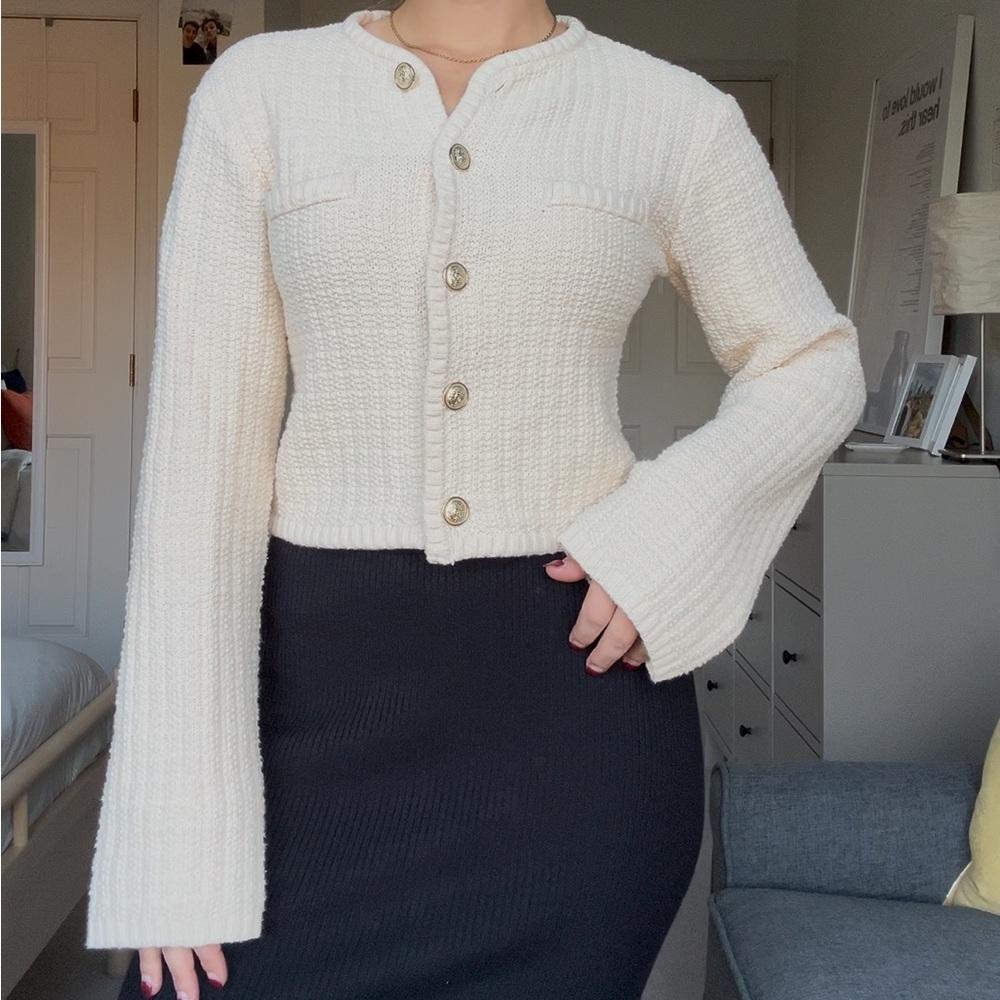 Cream Button-Up Women’s Cardigan